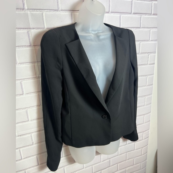 BCBGMAXAZRIA women Black Tailored Blazer with Notched Lapels/size M - Picture 5 of 12